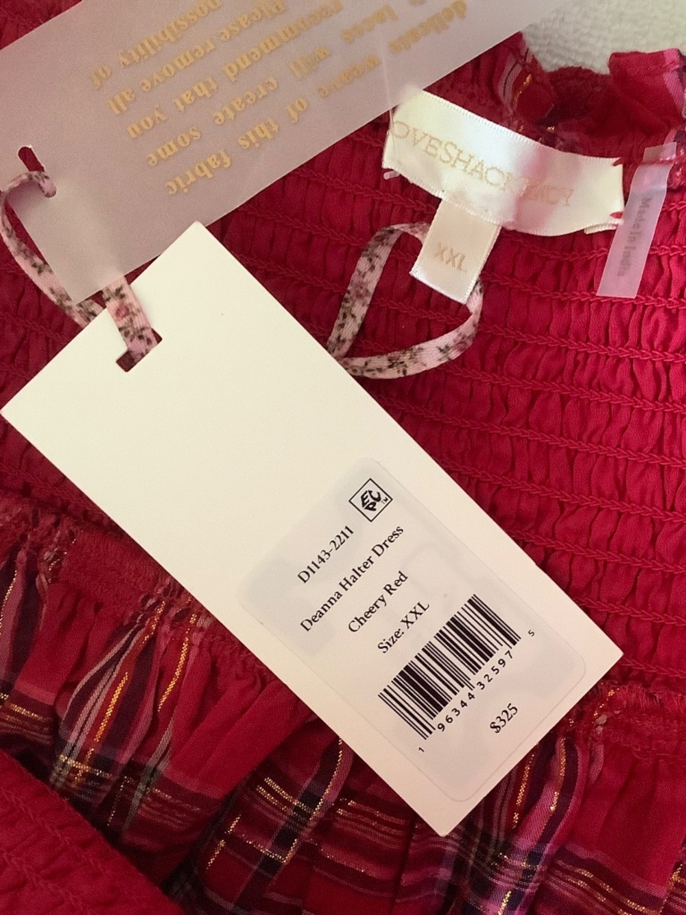 Loveshackfancy Deanna Tartan Halter Mini Dress Red SZ XXL - Picture 10 of 13